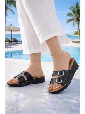 Oxi Kadın Terlik Günlük Tokalı Çapraz Terlik