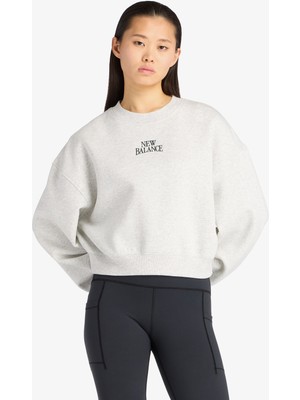 New Balance Linear Heritage Fleece Kadın Gri Sweatshirt.ahh