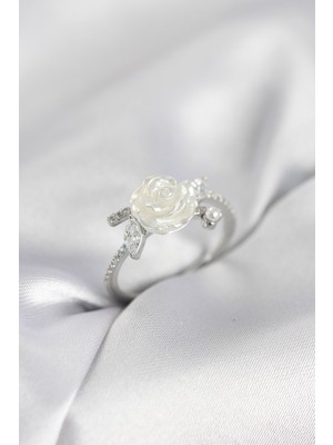 İsmiyle Al Gümüş Renk Gül Model Zirkon Taşlı Kadın Yüzük