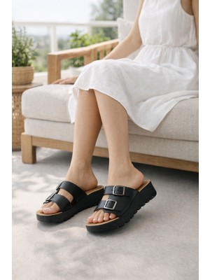 Oxi Kadın Terlik Günlük Çapraz Tokalı