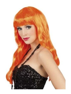 İsmiyle Al Uzun Peruk Saç - Turuncu