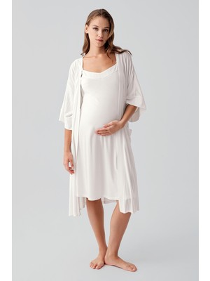 Artış Collection Askılı Emzirme Bölmeli Esnek Viskoz Hamile Sabahlık Gecelik Takım 19407