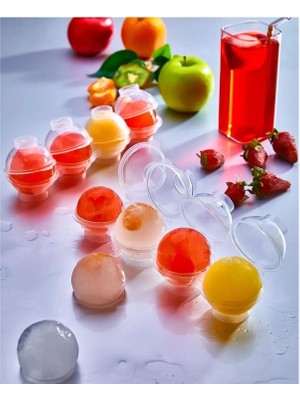 İsmiyle Al Üstten Doldurmalı Yatay 4 Bölmeli  Küre Buz Topu Kalıbı -  Yuvarlak Buz Topu Yapma Aparatı