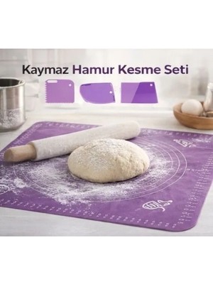 Volaconcept Xxl Silikon Hamur Açma Matı ve 3lü Hamur Kesme Şekil Verme Aparatı