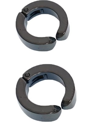 İsmiyle Al Erkek Küpesi - 2 Adet Siyah Çelik Kıstırmalı Küpe Paslanmaz Atmaz Çelik Siyah Küpe