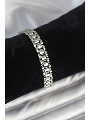 İsmiyle Al 316L Çelik Gümüş Renk 9 mm Kalınlık Erkek Bileklik