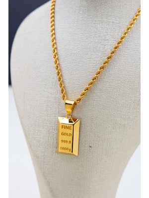 Latif Kuyumcu 22 Ayar Altın Külçe Kolye Ucu + Zincir LKKLY1218