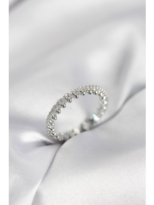 İsmiyle Al Gümüş Renk Sıralı Zirkon Taşlı Model Kadın Yüzük