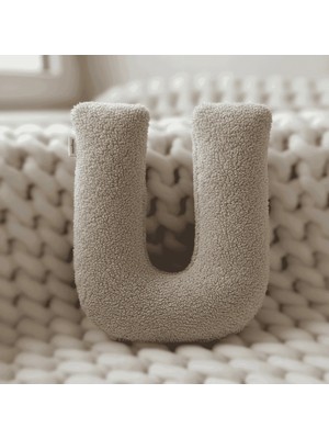 Woodesk Litera, U Harfi, Yastık, Kırlent, Elyaf Dolgulu, Welsoft Kumaş, 40 cm