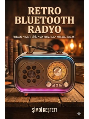 Tbl Dekor Retro Bluetooth Radyo Hoparlör USB Tf Kart Aux Fm Taşınabilir Nostaljik Tasarım