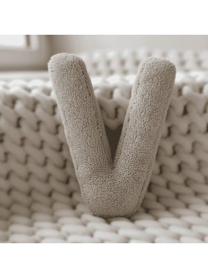 Woodesk Litera, V Harfi, Yastık, Kırlent, Elyaf Dolgulu, Welsoft Kumaş, 40 cm