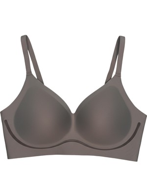 Cottonhill Seamless Bra - Air | Kahverengi Lazer Kesim Dikişsiz Dalga Şerit Detaylı Balensiz Kadın Sütyen