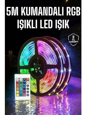 İsmiyle Al 5 Metre Şerit LED Rgb Işıklı Kumandalı Güç Adaptörü Her Ortama Uygun