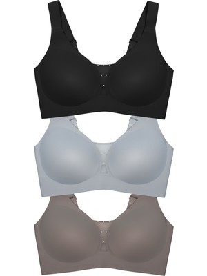 Cottonhill Seamless Bra - Balance | Lazer Kesim Taşlı Dikişsiz Toparlayıcı Büyük Beden Kadın Sütyen 3lü Paket-2