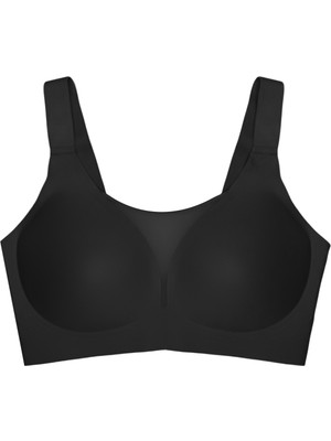 Cottonhill Seamless Bra - Forme | Siyah Lazer Kesim Dikişsiz Toparlayıcı Büyük Tüllü Beden Kadın Sütyen