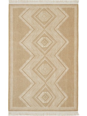 Cool Halı Anatolia Hasır Rengi Bohem Otantik Makinede Yıkanabilir Retro Rustik İnce Yazlık Vintage Halı Kilim