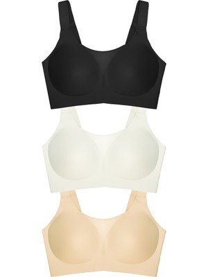 Cottonhill Seamless Bra - Forme | Lazer Kesim Dikişsiz Toparlayıcı Büyük Tüllü Beden Kadın Sütyen 3'lü Paket