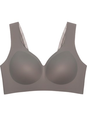 Cottonhill Seamless Bra - Lace | Kahverengi Lazer Kesim Dikişsiz Dantel Detaylı Balensiz Kadın Sütyen