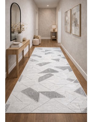 Babil Home Kaymaz Tabanlı Kesme  Salon Koridor Mutfak Yatak Odası Halısı 3023 Gri