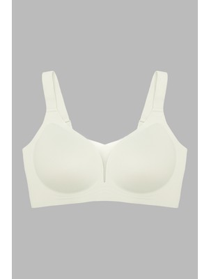 Cottonhill Seamless Bra - Shape | Krem Lazer Kesim Dikişsiz Toparlayıcı Büyük Beden Tüllü Kadın Sütyen