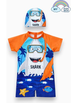 My Kids Wear Erkek Çocuk Deniz Temalı Şortlu Mayo – Boneli 2’li Set 12606