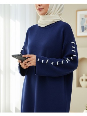 Modamorfo Kolları Ipli Çizgili Yumoş Triko Tunik -Laci