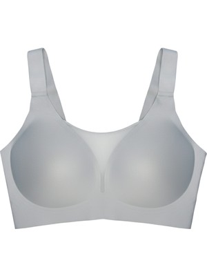 Cottonhill Seamless Bra - Forme | Gri Lazer Kesim Dikişsiz Toparlayıcı Büyük Tüllü Beden Kadın Sütyen