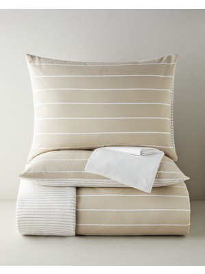 English Home Timeless Line Kolay Ütülenir Çarşaflı Çift Kişilik Nevresim Takımı 200X220 cm Bej