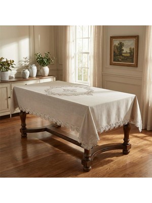 FINEZZA1604 - 8690000022038 - Jade Keten Efektli Kumaş Bej/bej Renk Masa Örtüsü 160*220 cm - 1604