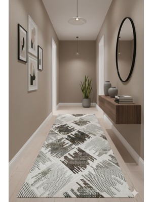Babil Home Kaymaz Tabanlı Kesme  Salon Koridor Mutfak Yatak Odası Halısı 3020 Gri