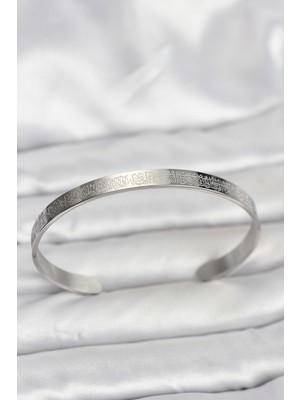 İsmiyle Al 316L Çelik Gümüş Renk Ayetel Kürsi Yazılı Bileklik