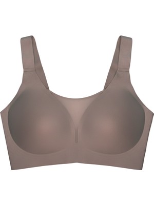 Cottonhill Seamless Bra - Forme | Kahverengi Lazer Kesim Dikişsiz Toparlayıcı Büyük Tüllü Beden Kadın Sütyen