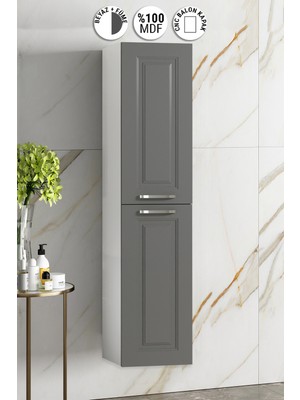 Özceden Salkım 35*167 cm Beyaz-Füme Balon Mdf Asma Banyo Boy Dolabı