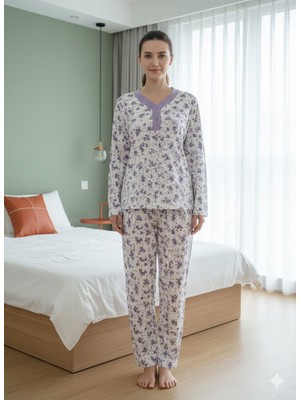 Aysun Tekstil Yeni Ürün!!! Yüzde Yüz Pamuk Patlı Yaka Kadın Pijama Takımı