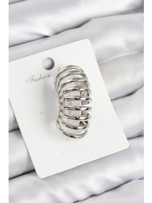 İsmiyle Al Pirinç Yay Model Gümüş Renk Sağ Kıkırdak Küpe