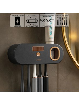 Mioji Mio UV5F 1200MAH Şarj Edilebilir UV Sterilizatörü Otomatik Diş Fırçası Tutucusu
