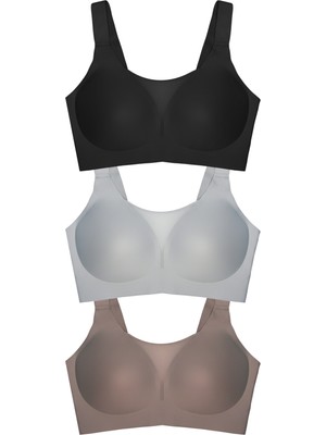 Cottonhill Seamless Bra - Forme | Lazer Kesim Dikişsiz Toparlayıcı Büyük Tüllü Beden Kadın Sütyen 3'lü Paket-2