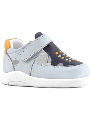 Rakerplus Hakiki Deri Anatomik Gri Cırtlı Bebek Sandalet Ayakkabı