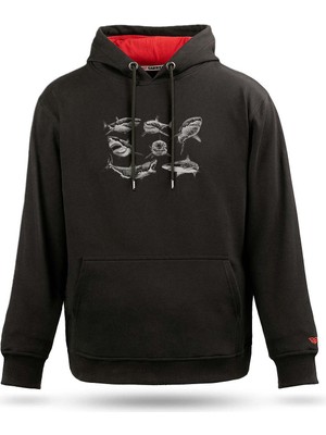 Tarrzzcom Unisex Shark Free Tasarım Kapşonlu Sweathirt %100 Pamuk 3 Iplik Kanguru Cepli Hoodie