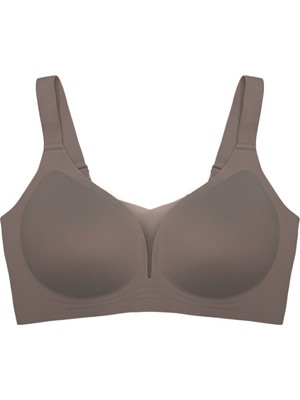 Cottonhill Seamless Bra - Shape | Kahverengi Lazer Kesim Dikişsiz Toparlayıcı Büyük Beden Tüllü Kadın Sütyen