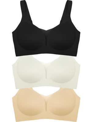 Cottonhill Seamless Bra - Shape | Lazer Kesim Dikişsiz Toparlayıcı Büyük Beden Tüllü Kadın Sütyen 3'lü Paket