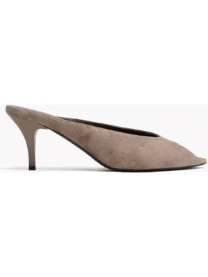 Nope21 Onyx Vizon Hakiki Deri Topuklu Terlik