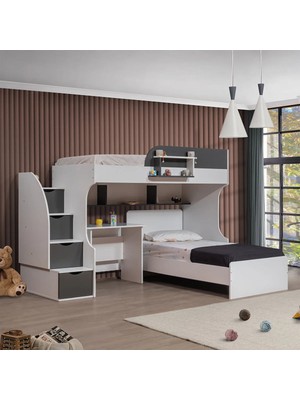 Setay Aura Ranza Karyola Masa Beyaz/Gri