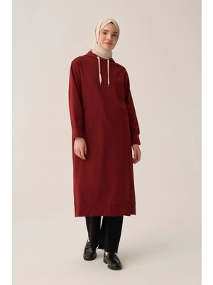 ALLDAY Bordo-Kapüşonlu Rahat Tunik