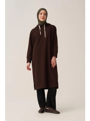 ALLDAY Acı Kahve-Kapüşonlu Rahat Tunik