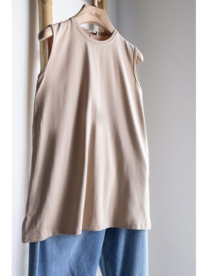 ALLDAY Ten-Bisiklet Yaka Kolsuz Pamuklu T-Shirt