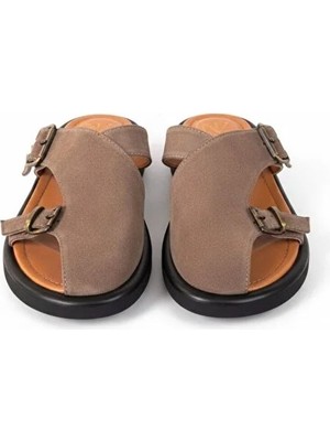 Ne&Ve Shoes Süet Hakiki Deri Iki Tokalı Kadın Sabo Terlik