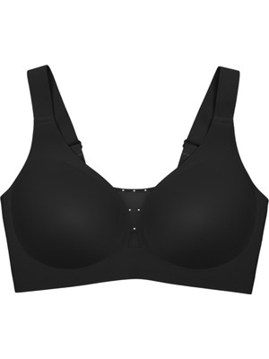 Cottonhill Seamless Bra - Balance | Siyah Lazer Kesim Taşlı Dikişsiz Toparlayıcı Büyük Beden Kadın Sütyen