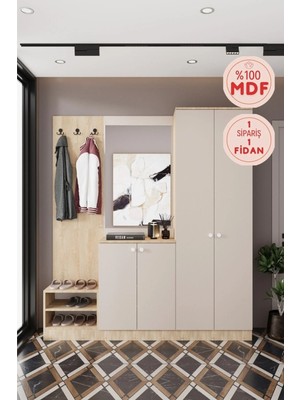 Evora-19 188 cm Lüks, Mdf Vestiyer Portmanto Dolabı.