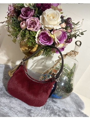 Kadın Kemerli Peluş Kürklü Baggy Çanta